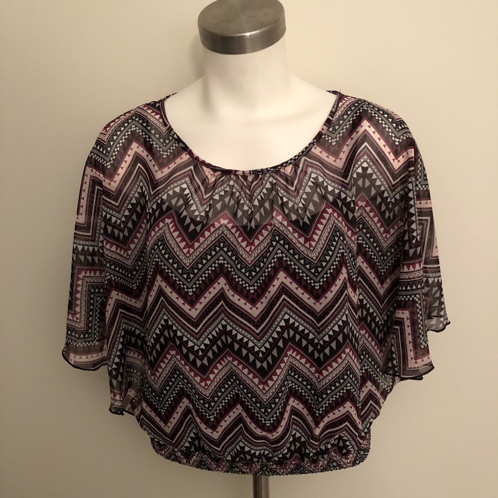 NWT sheer top with banded bottom & built in cami